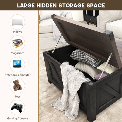 35.6"/40'' Lift Top Coffee Table with Storage, Square Coffee Table for Living Room, Farmhouse Coffee Table with Large Hidden