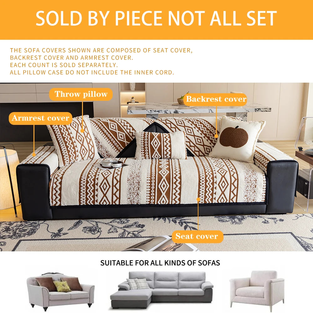 Protector Couch Cover for Sofa for Winter Fur-covered sofa cushion Pet Friendly Anti-slip Sofa Covers for living room