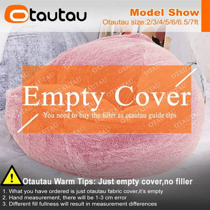 OTAUTAU Fluffy Faux Bunnyf Fur Bean Bag Cover Corner Pouf Cover DD003【No Filler Inside! You Need To Buy Filler By Yourself !】