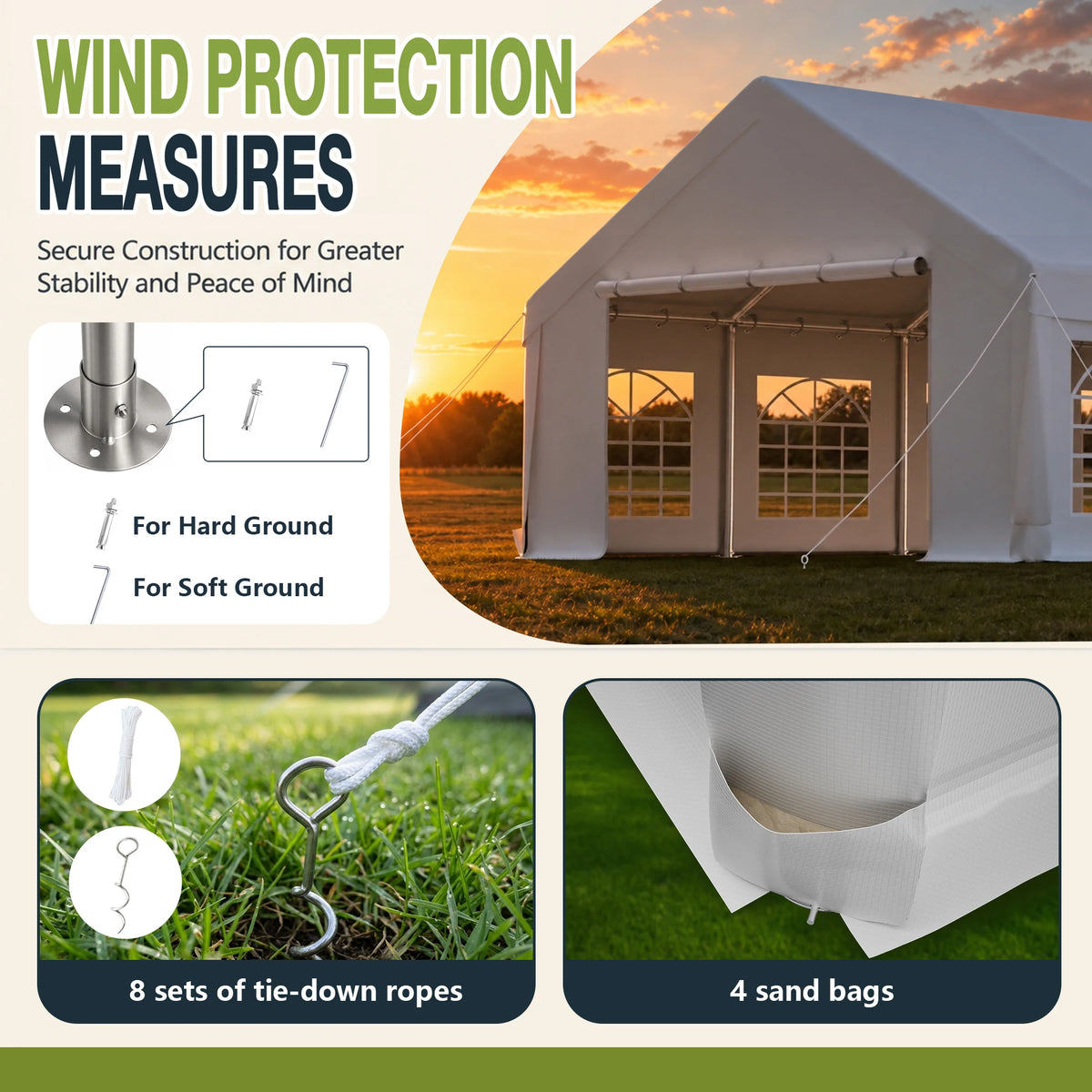 20x60FT Large Outdoor Event Tent Heavy Duty White Party Canopy Double Doors 18 PVC Windows Waterproof Steel Frame For Banquet Wedding Market