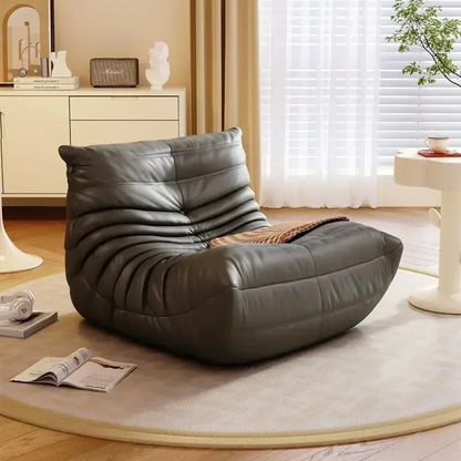 Caterpillar Sofa Living Room Single Bedroom Cloth Art Black Leather Lazy Man Sofa Bedroom Living Room Chair Sofa