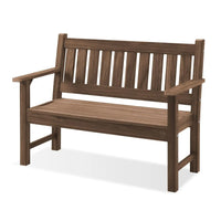Outdoor Bench, 2-Person Garden Bench, Poly Lumber Patio Bench for Outdoors, Porch, and Park (Brown), Customized
