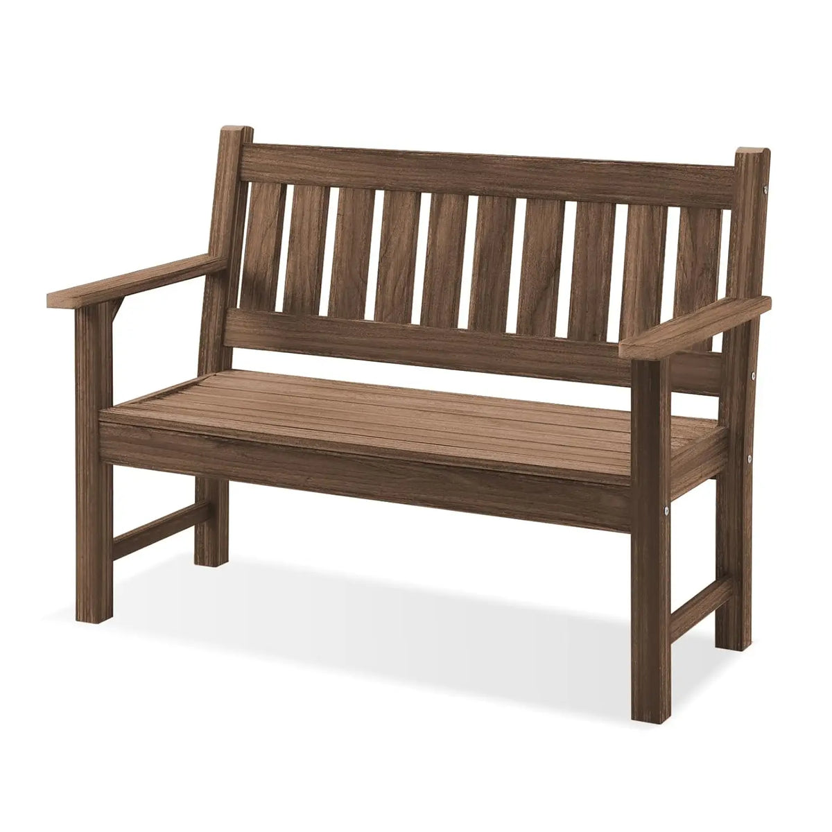 Outdoor Bench, 2-Person Garden Bench, Poly Lumber Patio Bench for Outdoors, Porch, and Park (Brown), Customized