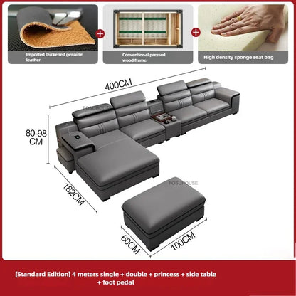 Luxury Leather Living Room Sofas Italian Home Sofa Bed Recliner Modern Designer Ergonomic Back Sofa Living Room Furniture