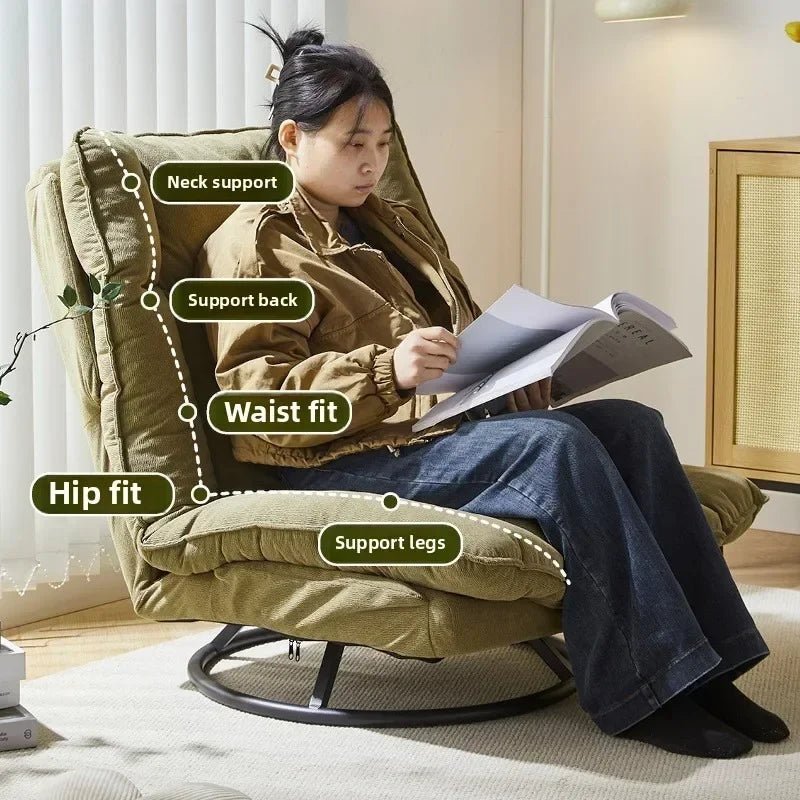 Household Goods New Rotating Sofa Chair, Living Room Balcony Fabric Lazy Sofa Backrest Rotating Leisure Chair Swivel Chair
