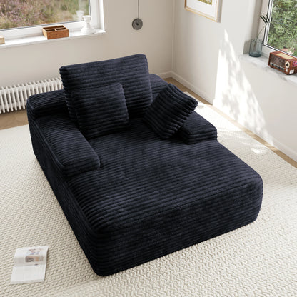 Sdoren 49inch Chaise Lounge Chair Indoor Oversized Corduroy Upholstered Boneless Sofa Bed Deep Seat Sleeper Couch Reading Chairs