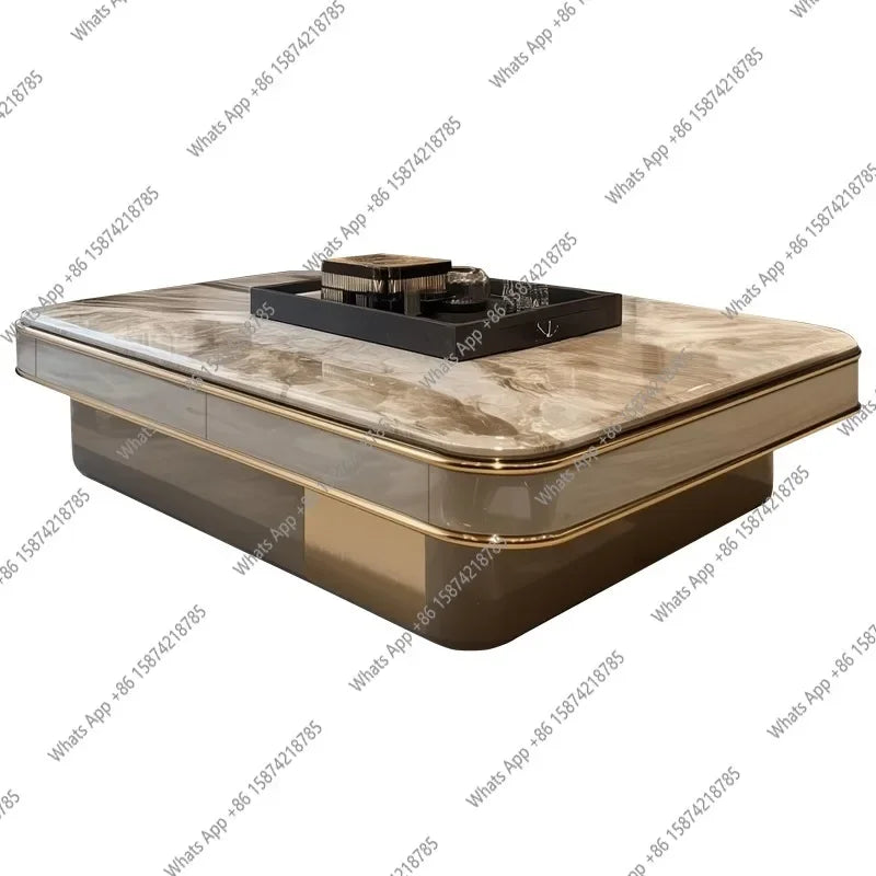 C New High-end Marble Coffee Table Villa Large Flat Floor Living Room Home Designer Model Tea Table With Drawers