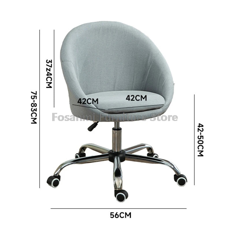 Minimalist Linen Fabric Adjustable Height Desk Chairs Comfortable Home Swivel Vanity Chair Office Computer Chair with Curve Seat