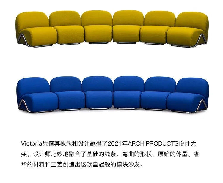 Single sofa antique living room stainless steel fabric curved sofa customization