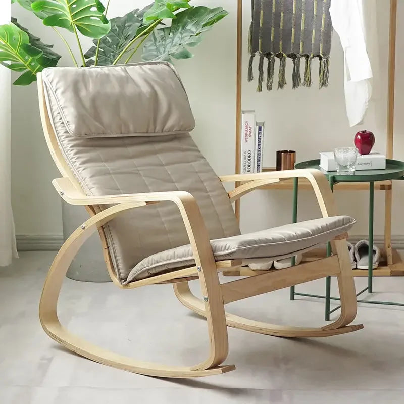 Simple and modern Nordic Boang rocking chair easy chair solid wood recliner lazy pregnant woman chair balcony lounge