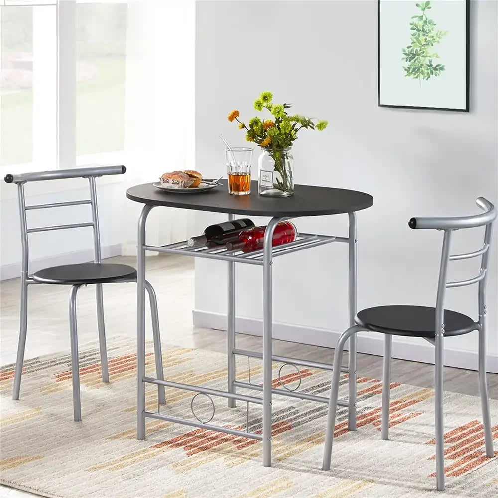 Alden Design Modern Dining Set 3pcs round Table And 2 Chairs Multiple Colors Available for Kitchen Room Furniture