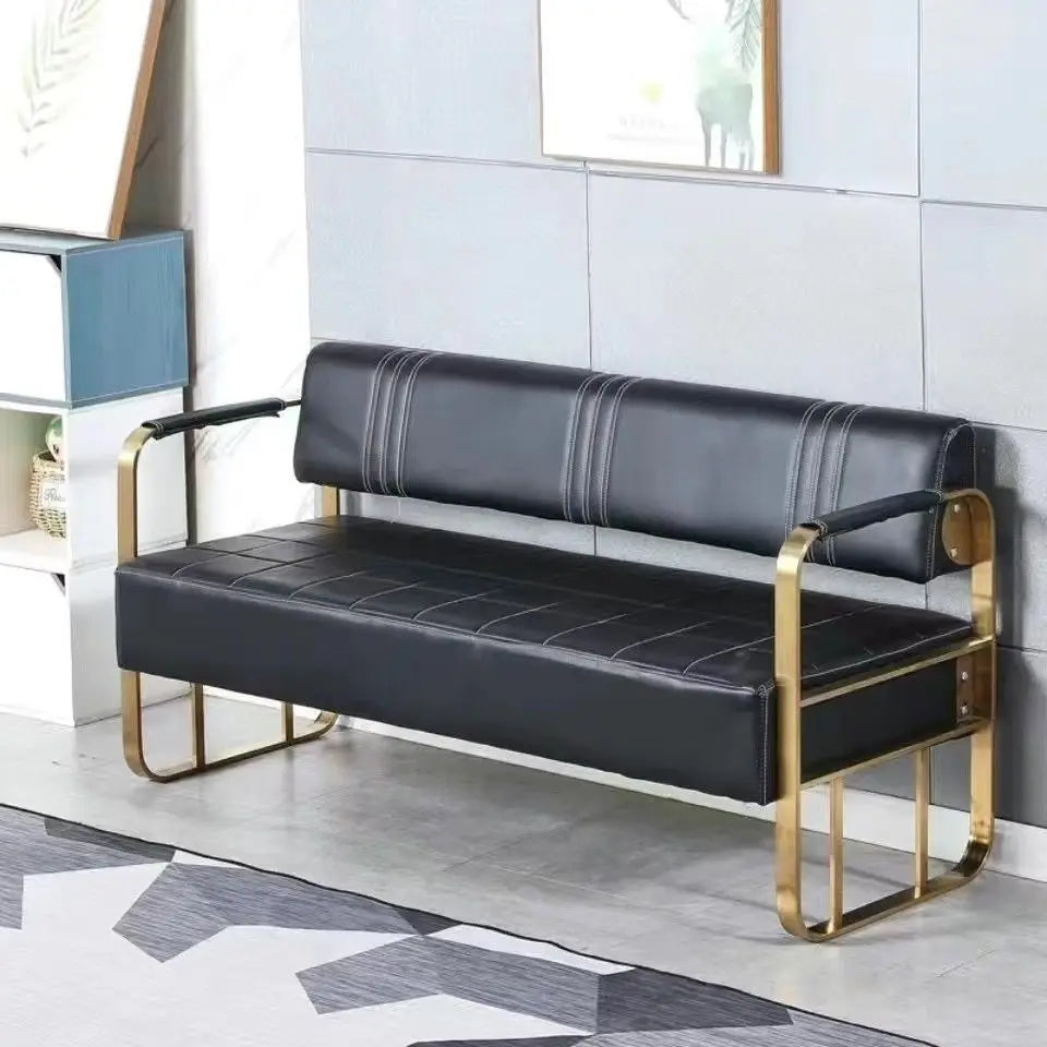 Sofa Barber Shop Waiting Stainless Steel Sofa Chair Fashion Hair Salon Hair Rest Chair Long