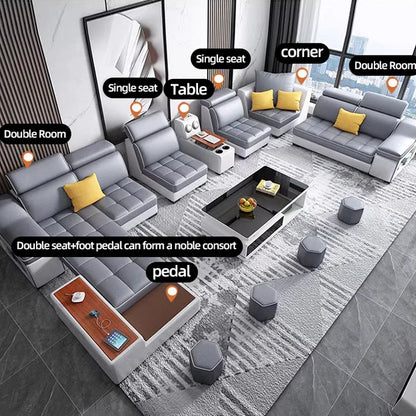 For Multifunctional U-Shaped Sofa Set Fabric Corner Sofa With Usb Speaker  Living Room Furniture 7 Seater Sofa China Furniture