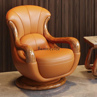 ld25 Modern new Chinese ebony top layer cowhide European simplicity Italian minimalism