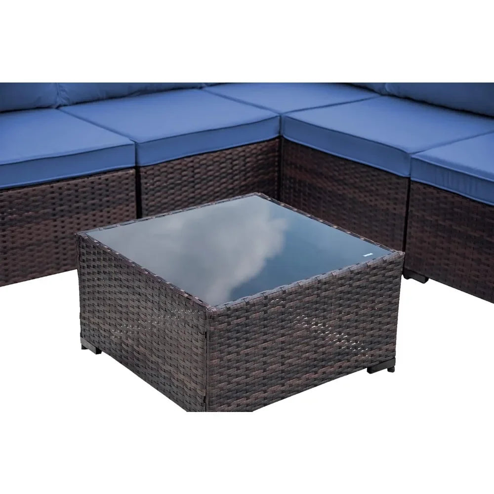 Outdoor Patio Furniture Se,  6 Pieces Outdoor Furniture Patio Sectional Sofa s w/43 Propane Gas Firepit   Coffee