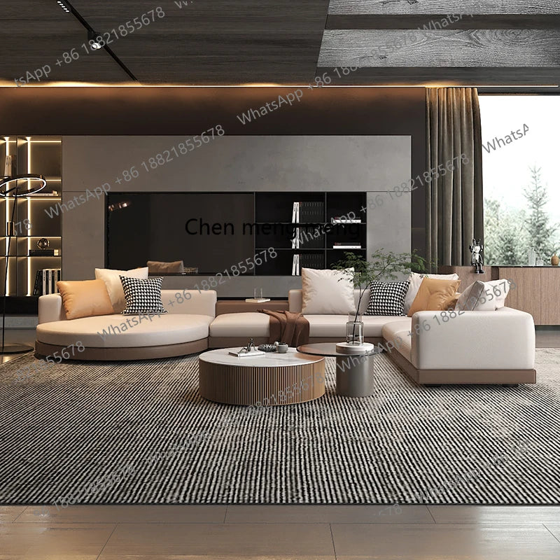 Leather combination, sofa, large flat-floor villa sofa, concubine arc high-end sofa