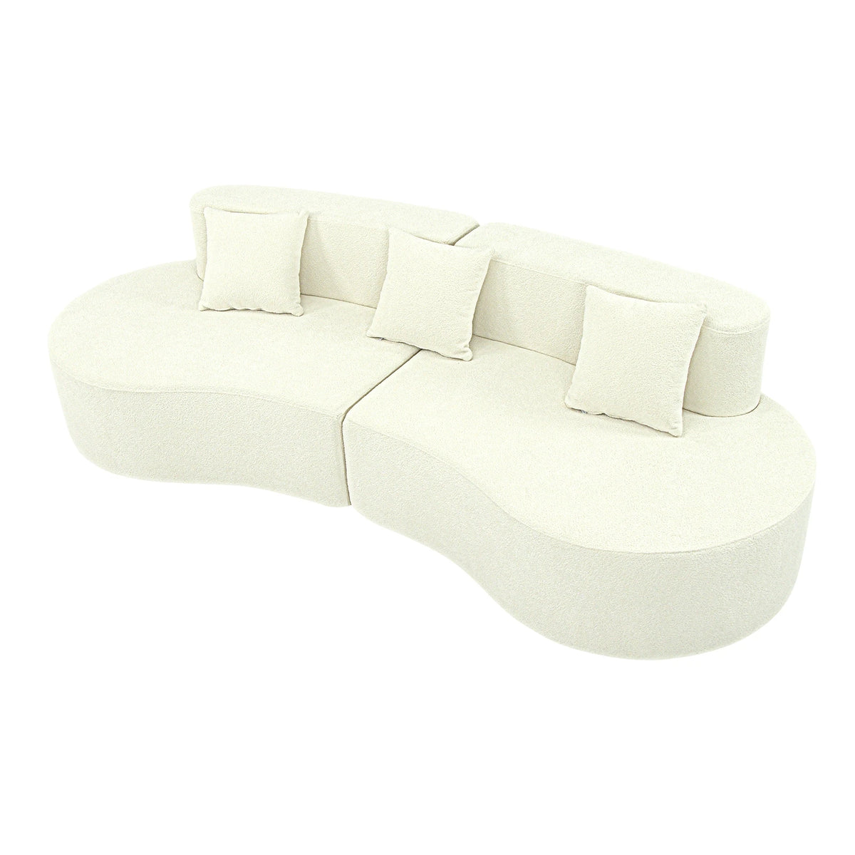 US Modern Curved Couch 4 Seat Minimalist Elegant Half Moon Sofa Compressed Modular Sectional Sofa Home Living Room Cream White