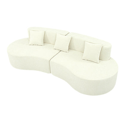 US Modern Curved Couch 4 Seat Minimalist Elegant Half Moon Sofa Compressed Modular Sectional Sofa Home Living Room Cream White