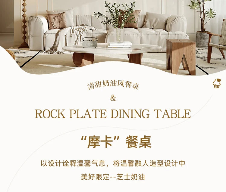 HTT oval dining table and chairs retro living room modern light luxury dining room rock slab home accessories