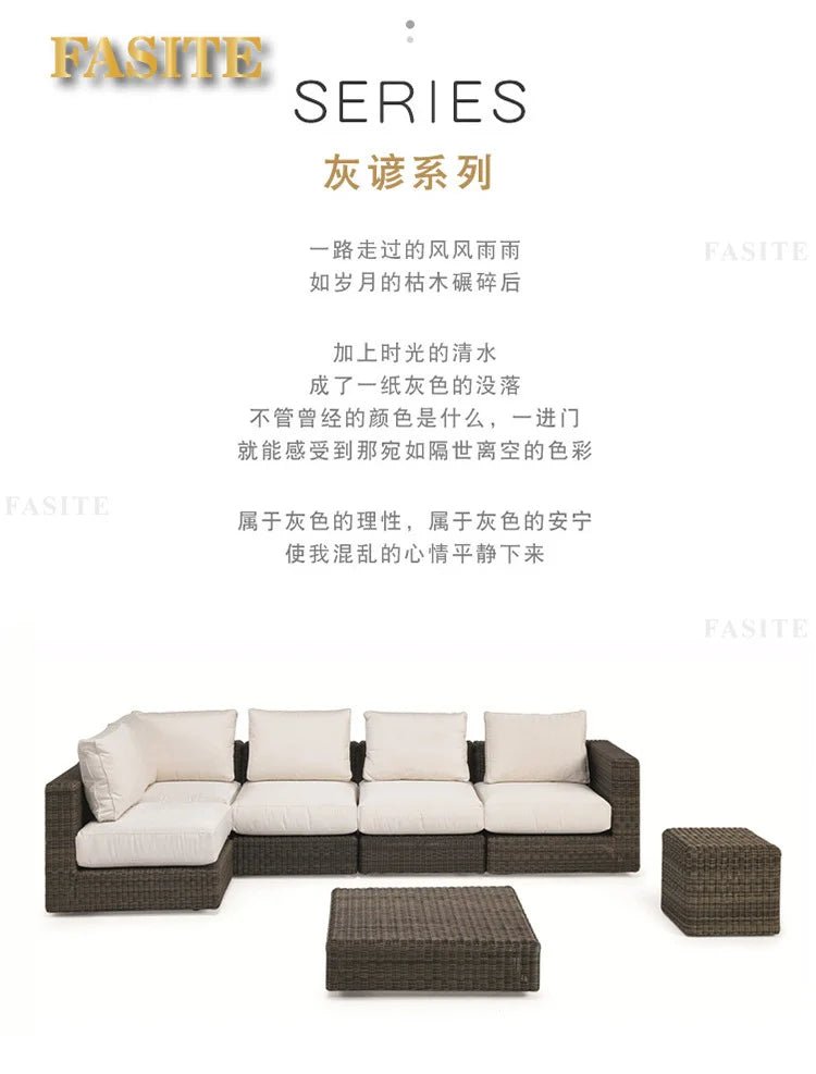 Courtyard sofa, villa, garden terrace, sun protection, waterproof, outdoor leisure rattan weaving corner