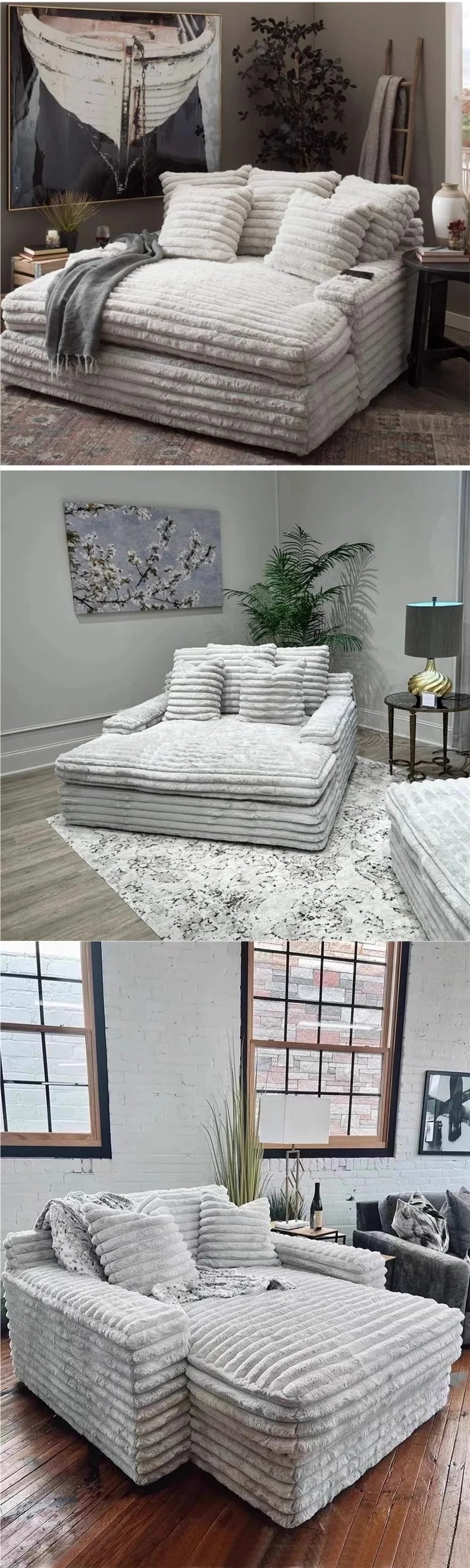 Italian minimalist thick velvet compression sofa bed French fabric lazy sofa