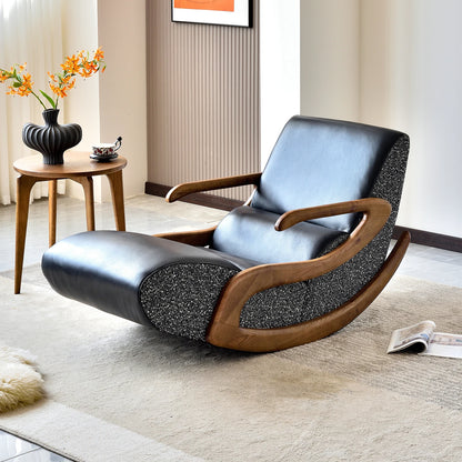 Nordic Modern Luxury Living Room Wooden Chairs Cushioned Large Rocking Single Lazy Sofa  Adult Bedroom Lounge Reading Furniture