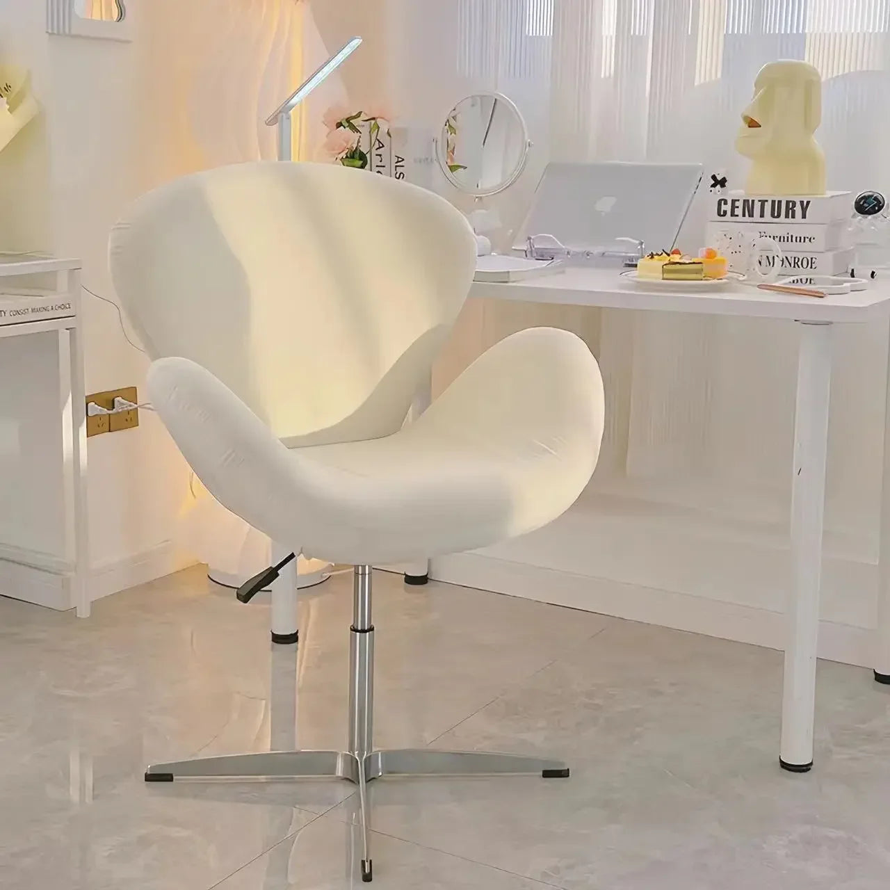 New Computer Chair, Home Bedroom Girls Makeup Chair, Comfortable Sedentary Dressing Table Stool, Sherpa Lift Swivel Chair