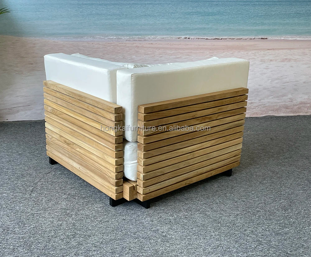 Outdoor Suit All-weather Modern Outdoor Teak Wooden Sofa Patio Furniture Luxury Design Sofa Set For Villa Outdoor Garden