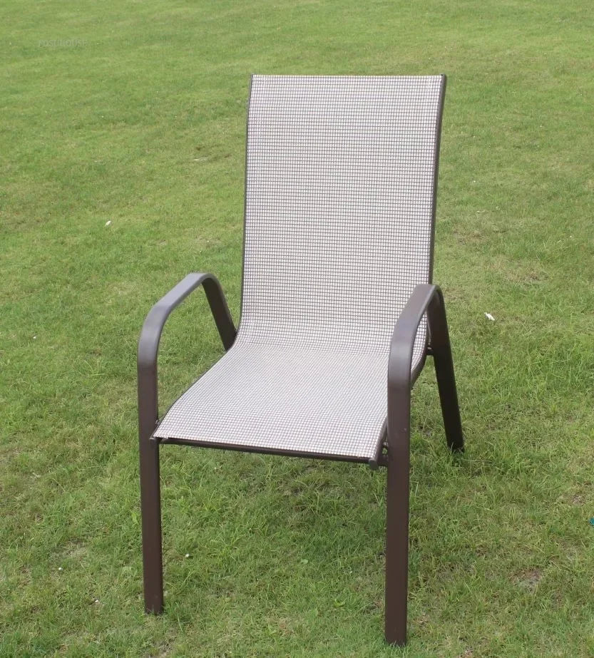 Outdoor Beach Chairs Outdoor Courtyard Balcony Waterproof and Sunscreen Iron Chair Outdoor Furniture Home Leisure Back Armchairs