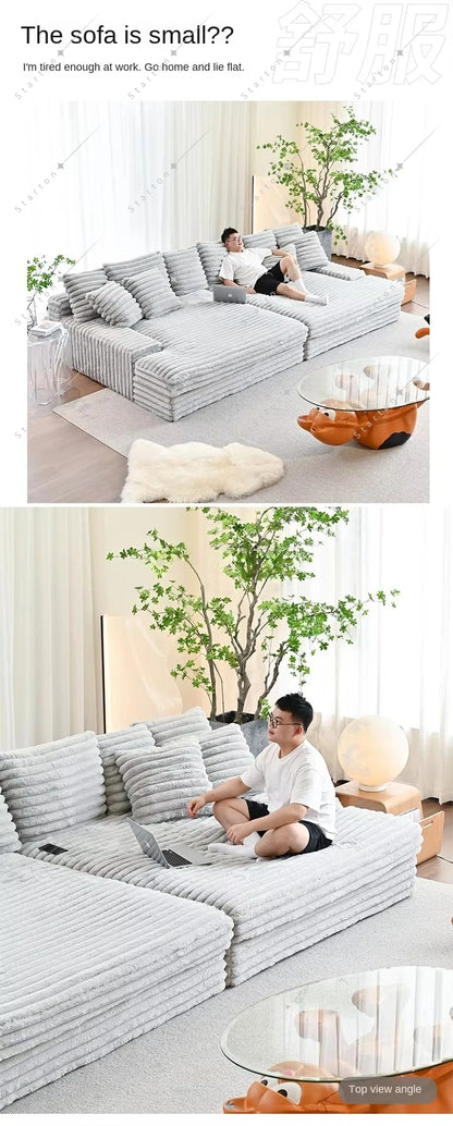 Modern Vacuum Compressed Sofa Plush Corduroy Sectional Sofa Living Room Bedroom Recliner Lazy Sofa Bed Furniture Packing in Box