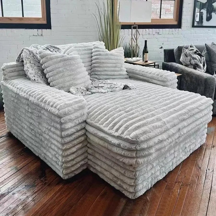 Thick Corduroy Cloud Living Room Sofa Customizable Sofa Extra Wide Suitable for Family Use Vacuum Compression Sofa Furniture