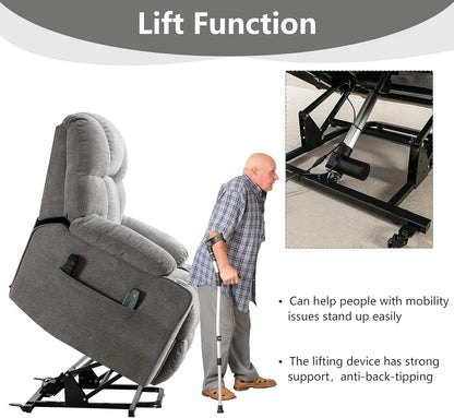EBELLO Oversized Power Lift Recliner Chair for Elderly, Electric Recliner Chair with Massage and Heating with USB Port