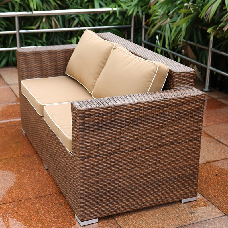 Outdoor Open-air Garden Sofas Hotel Backrest Modern Leisure Garden Sofas Balcony Pe Rattan Furniture Sofá Do Jardim MHHYSF