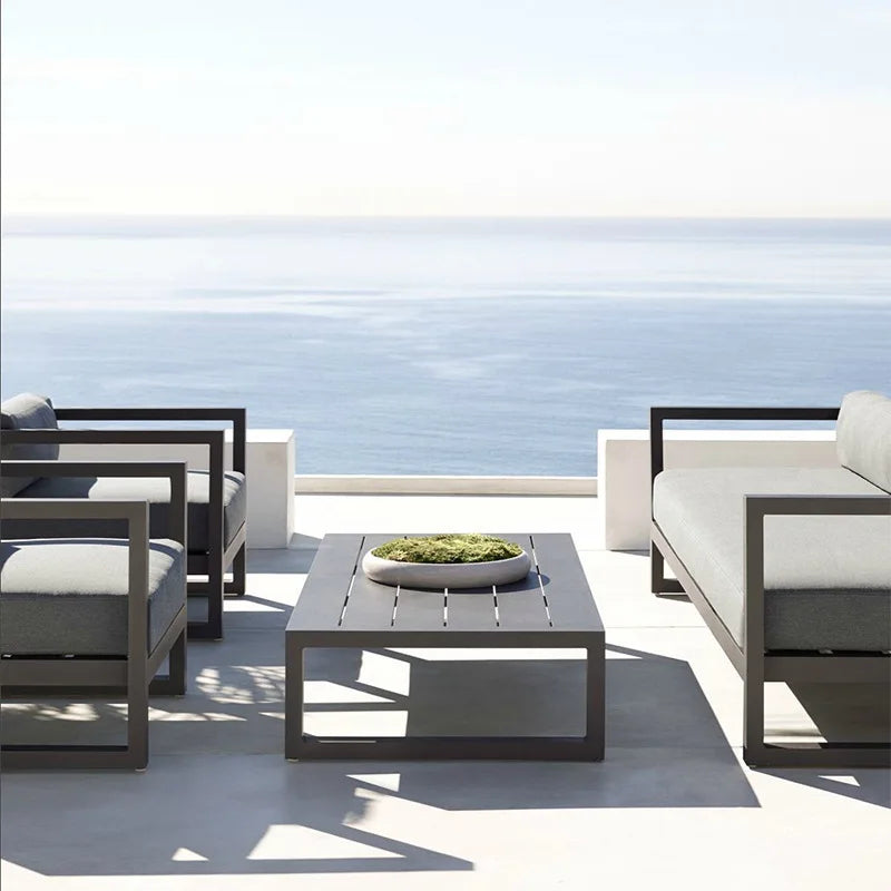 Nordic outdoor leisure sofa villa balcony wrought iron sunscreen  coffee table restaurant hotel open-air negotiation