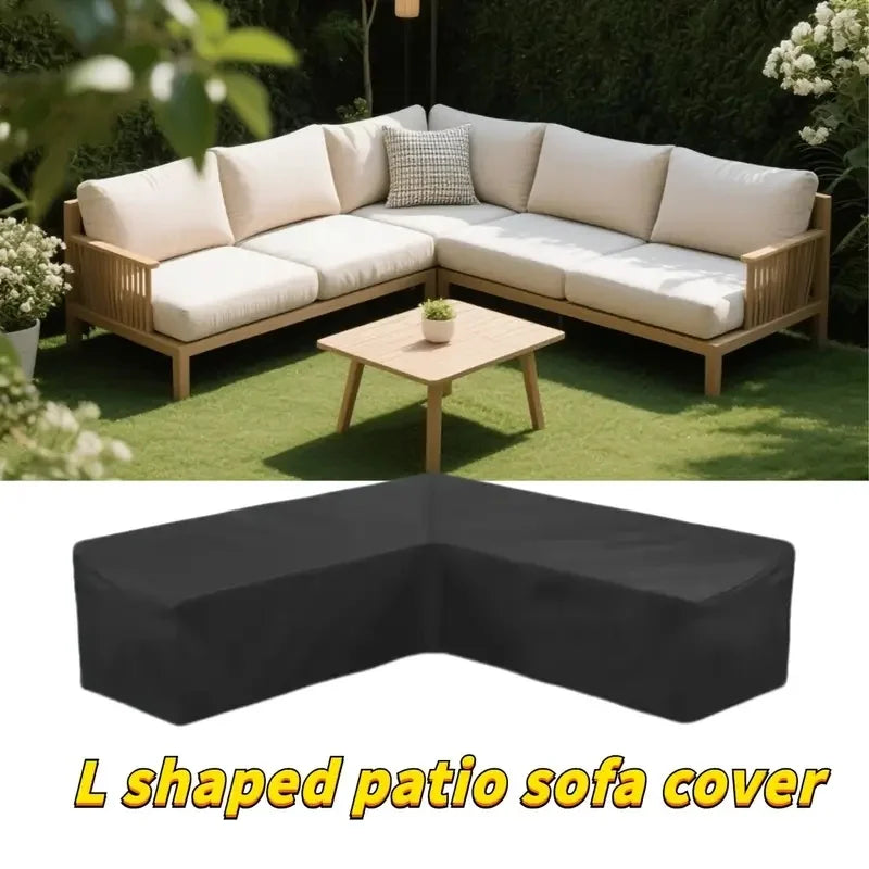 Heavy-Duty Outdoor V-Shaped and L-Shaped Sofa Cover – Weather-Resistant UV-Protected Oxford Fabric with Secure Buckle Closure