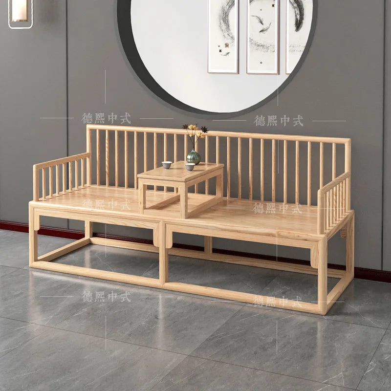 Han Solid Wood New Chinese Sofa Combination Living Room Zen Bed Hotel Homestay Push