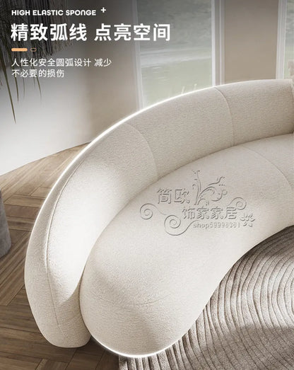 Q4  Light Luxury Velvet Curved Sofa Beauty Salon Clothing Store Moon-Shaped Sofa