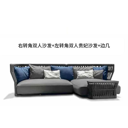Outdoor rattan sofa combination outdoor open-air waterproof sunscreen rattan tables and chairs villa home leisure garden