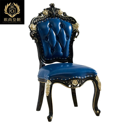 Luxury European dining table Large round table Marble dining table and chair combination American carved family