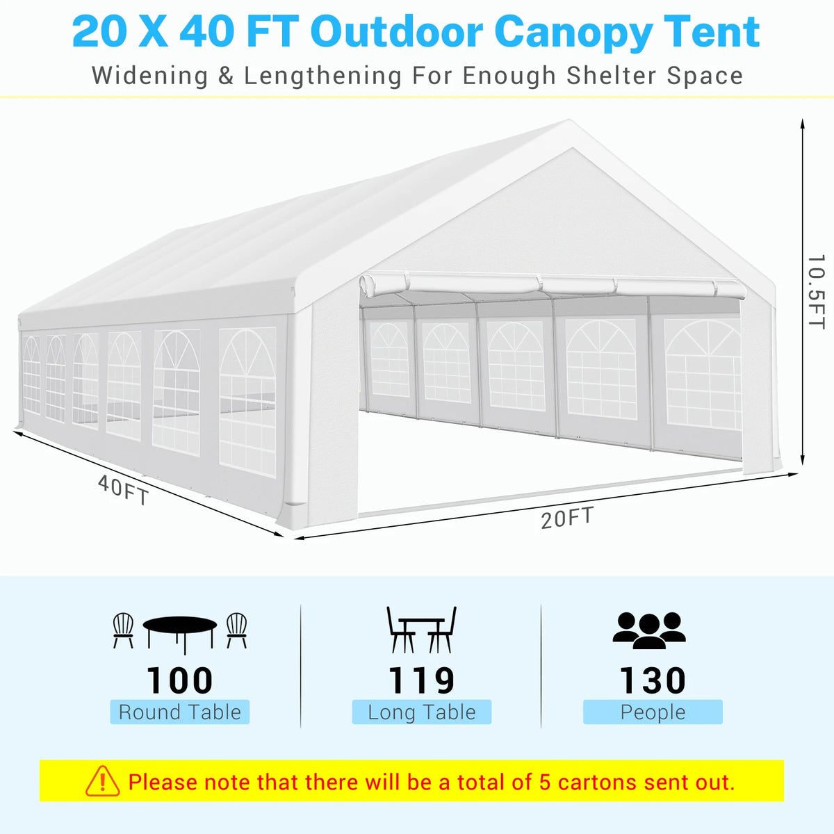 20×40FT Party Tent Heavy Duty, Wedding Tent, Event Tent for Parties, with 8 Removable Sidewalls,20×40FT Tent Carpas Para Fiestas