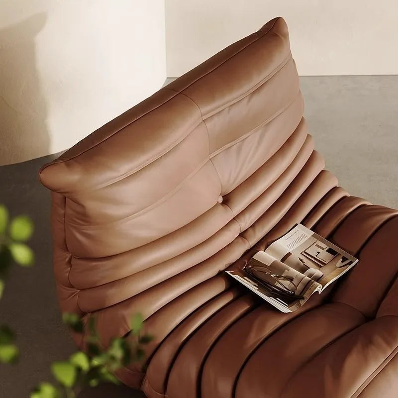 Floor Sofa Leather Lounge Chair Modern Single Lazy Sofa Ergonomic Armless Accent Chair for Living Room Bedroom Balcony