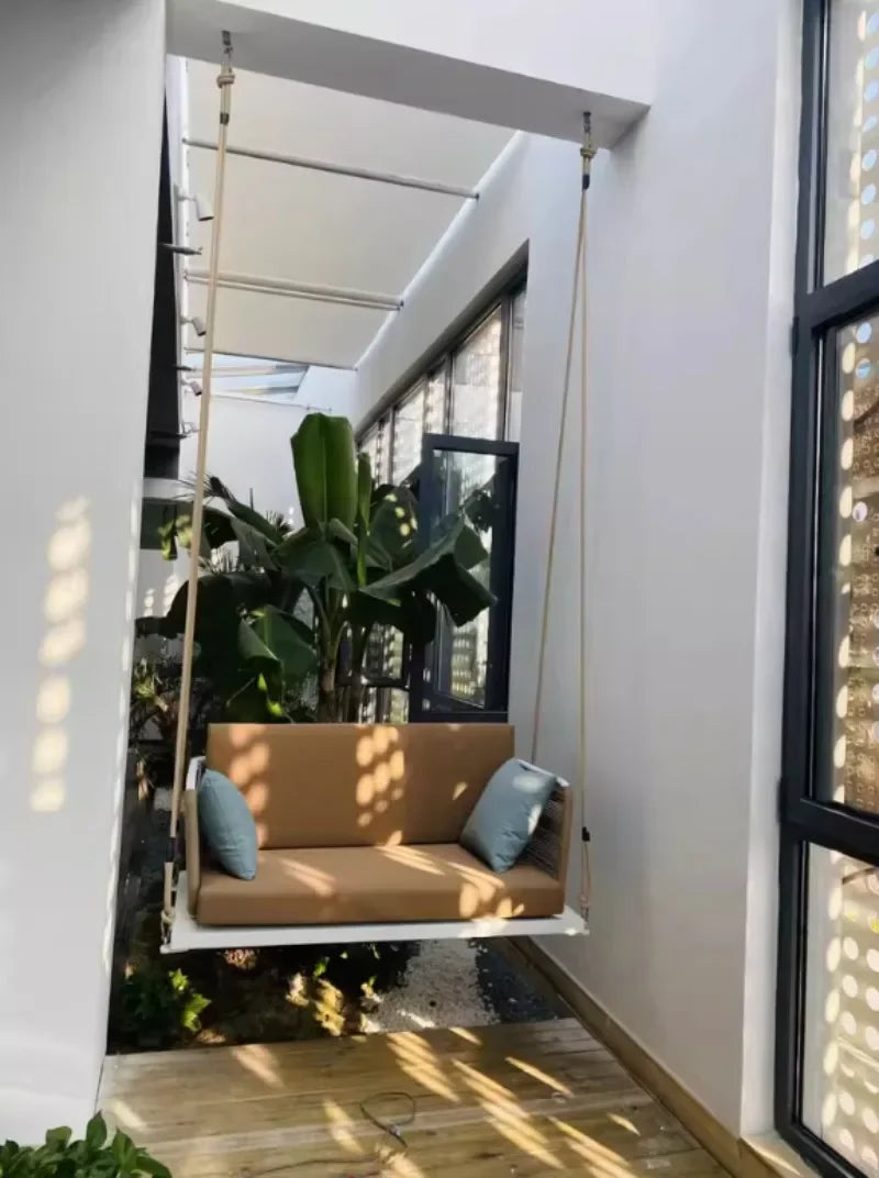 Nordic Patio Swings Indoor Balcony Hanging Basket Chair Home Single Double Rope Hanging Basket Hanging Chairs Outdoor Furniture