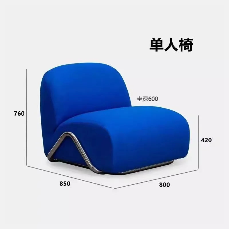 Single sofa antique living room stainless steel fabric curved sofa customization
