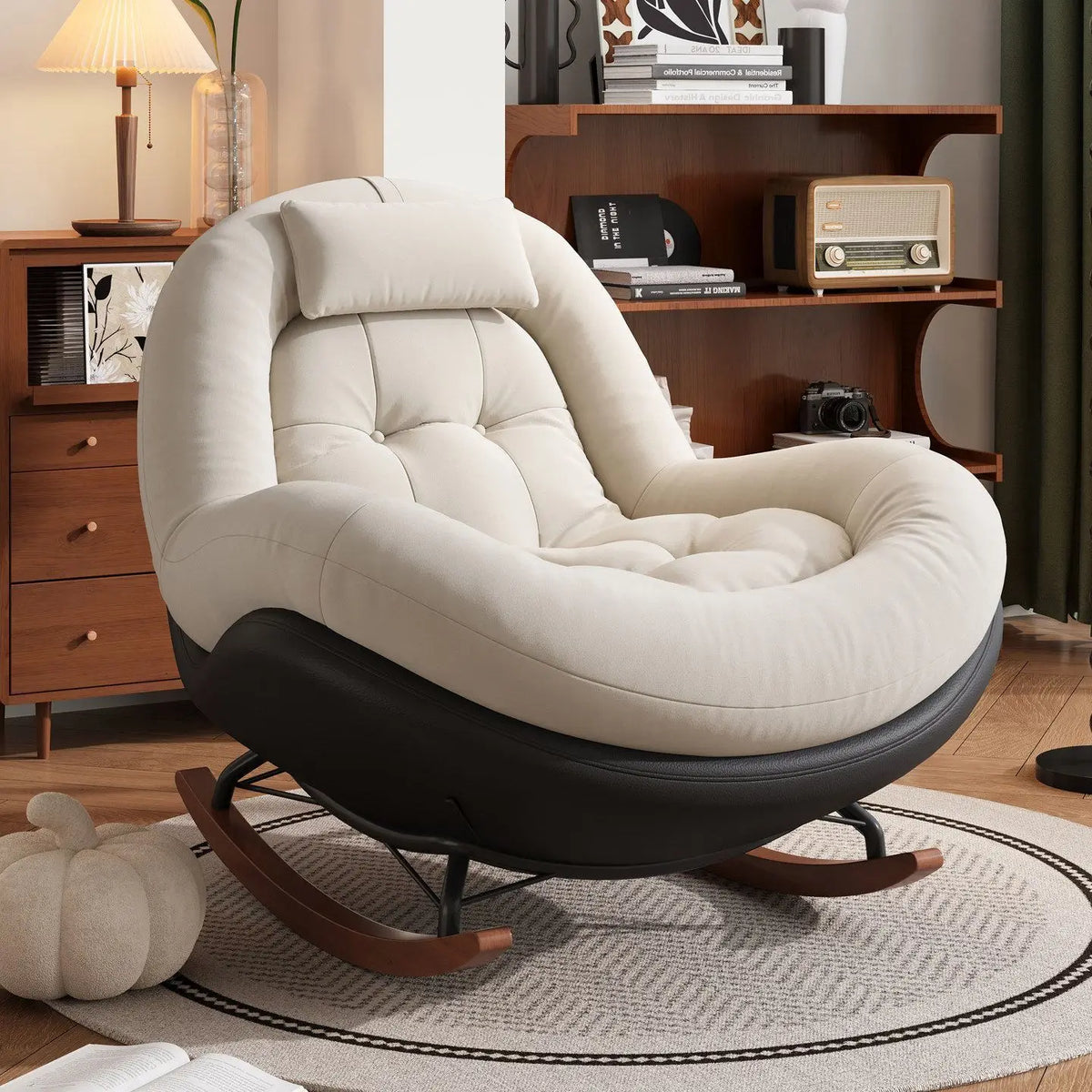 New Beanbag Chair Single Rocking Chair for Living Room Balcony Comfortable Upholstered Recliner