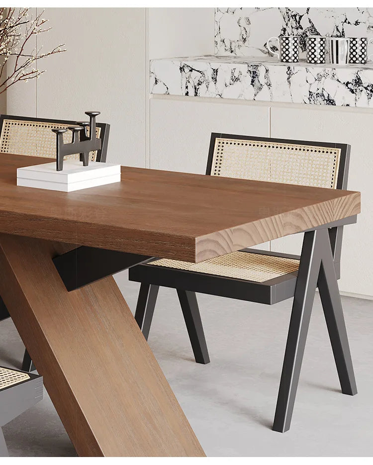 Nordic designer medium antique solid wood dining table, wabi-sabi wind home rectangular desk, living room eating table