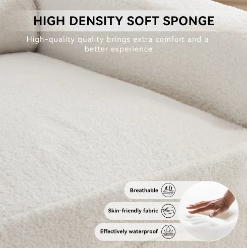 Teddy Fabric Swivel Accent Chair Single Sofa Chair with Upholstered One Back Pillow Armrest Rivets for Home Office Living Room