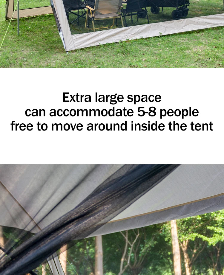 210D Outdoor 6-10p family camping anti-mosquito large canopy Portable folding tent sun protection waterproof beach park pergola