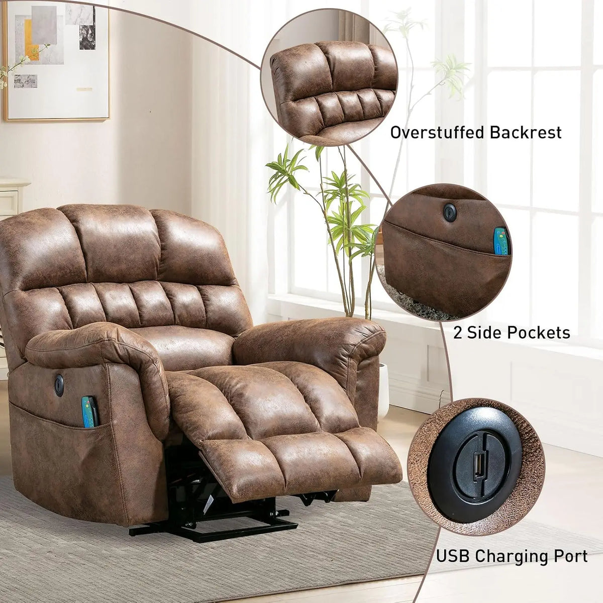 Power Lift Chairs Recliner with Massage and Heating for Elderly Electric Recliner Chair with 24" Wide Seat for Big , Customized