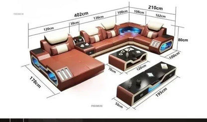High-end Villa Sofas Design Modularity Sofa U-Shape Living Room Sofas Sets with Bluetooth Speaker for Living Room Furniture