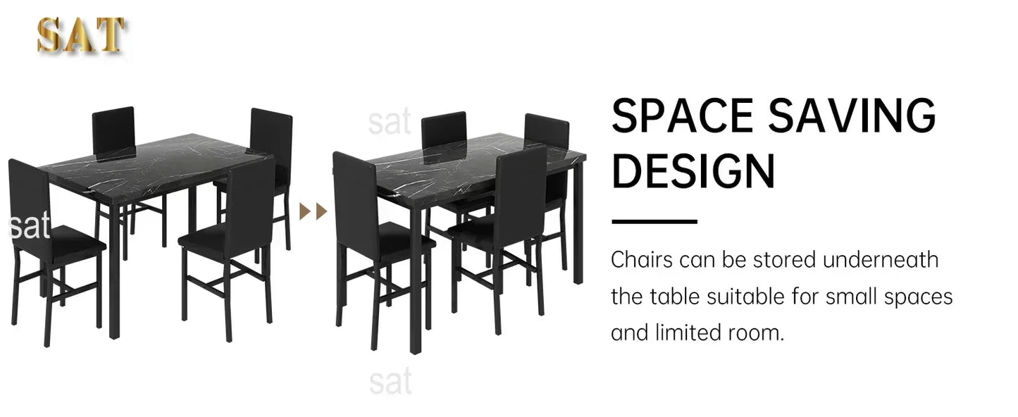 # Hot Dining Table Set For 4, Kitchen Tables And Chair For 4, Glass Dining Room Tables & PU Leather Metal Chairs, Table And Chai